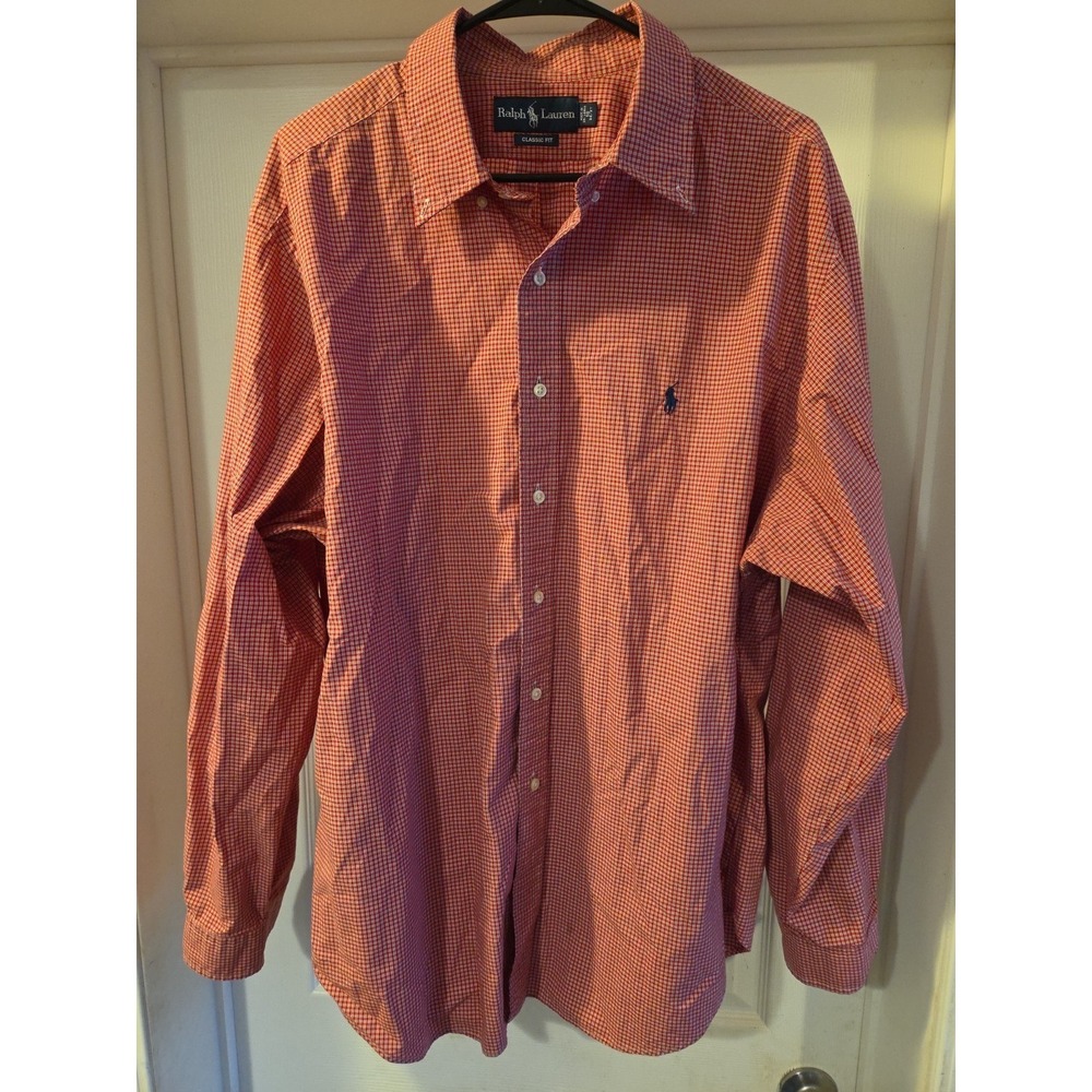 POLO Ralph Lauren Men's Classic Fit shirt Red Check Size 18-36/37 Cotton